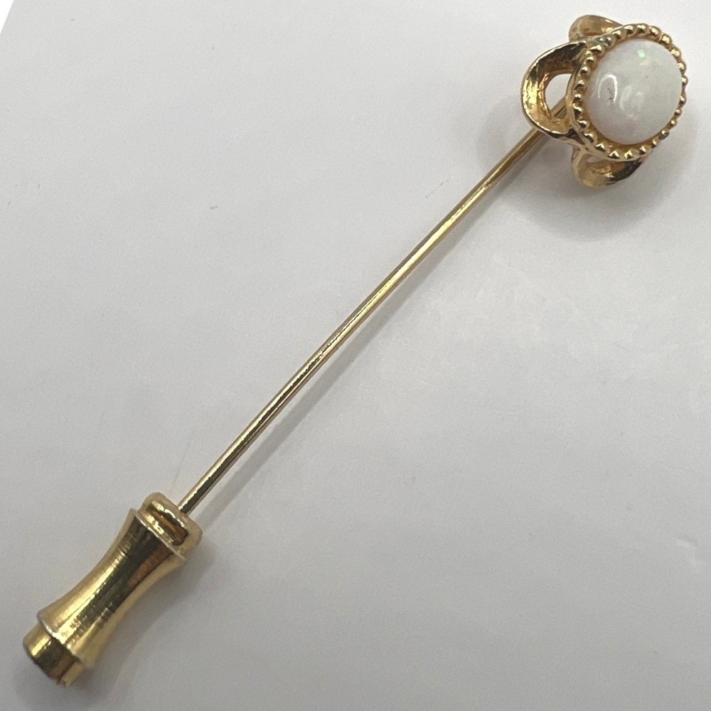 Vintage Stick Pin Faux‎ Opal and Gold Tone Open Metal Work